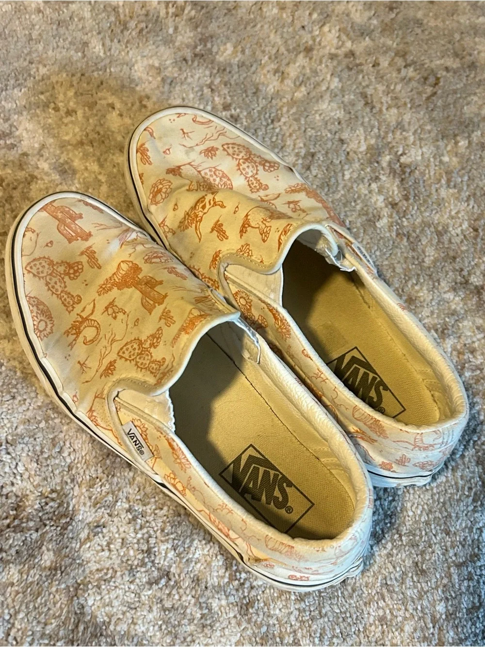 Vans Slip-On Sneakers with Orange Cactus Print